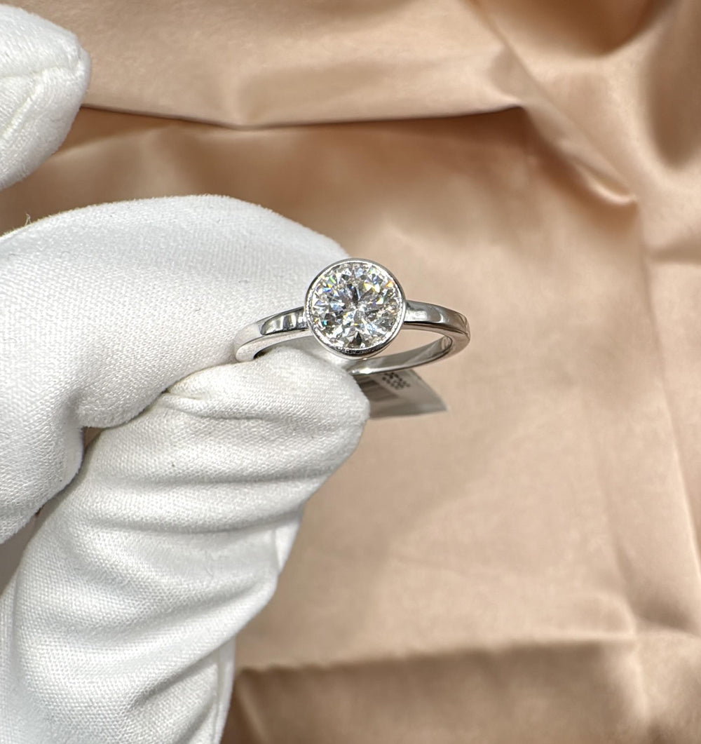 Buy 1 CT Round Cut Bezel Lab-Grown Diamond Solitaire Ring