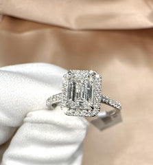 Buy 2.20 CTW Emerald Cut Lab-Grown Diamond Halo Ring Online