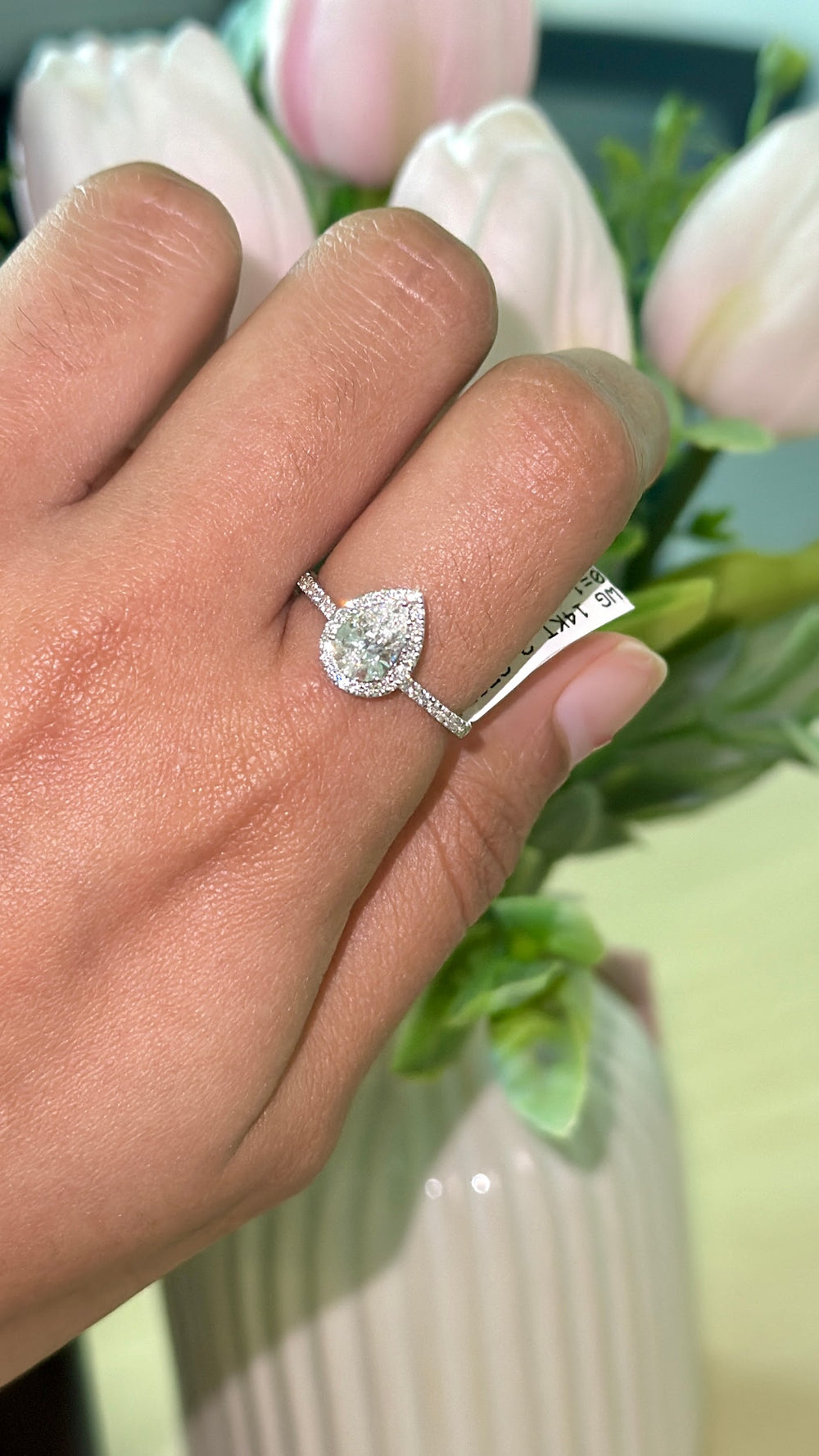 Buy 1.12 CT Pear Shaped Lab-Grown Diamond Halo Ring Online