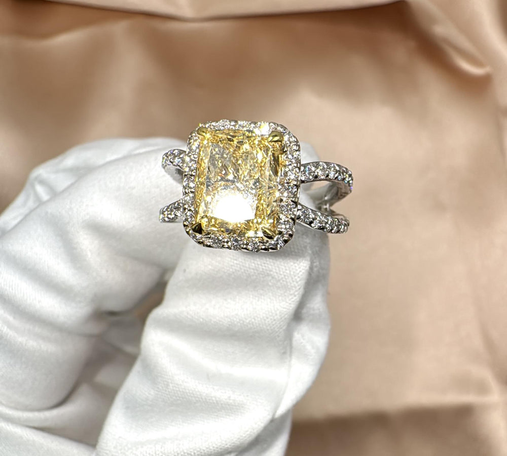 Buy Fancy Yellow Cushion Cut Lab-Grown Diamond Ring Online