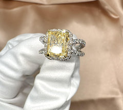 Buy Fancy Yellow Cushion Cut Lab-Grown Diamond Ring Online