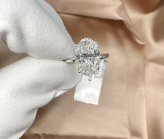 Buy Oval Cut Lab-Grown Diamond Solitaire Ring with Hidden Halo