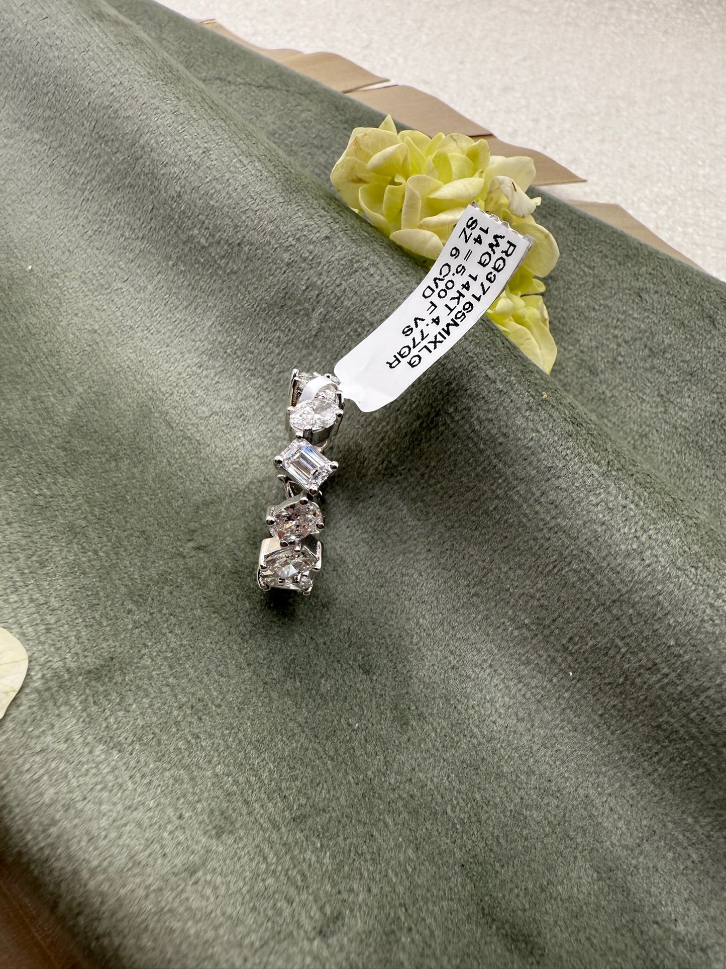 Timeless Brillance
5.00 Carat F/VS Multi Shape Diamond Eternity Band in 14K White Gold | Size 4-11