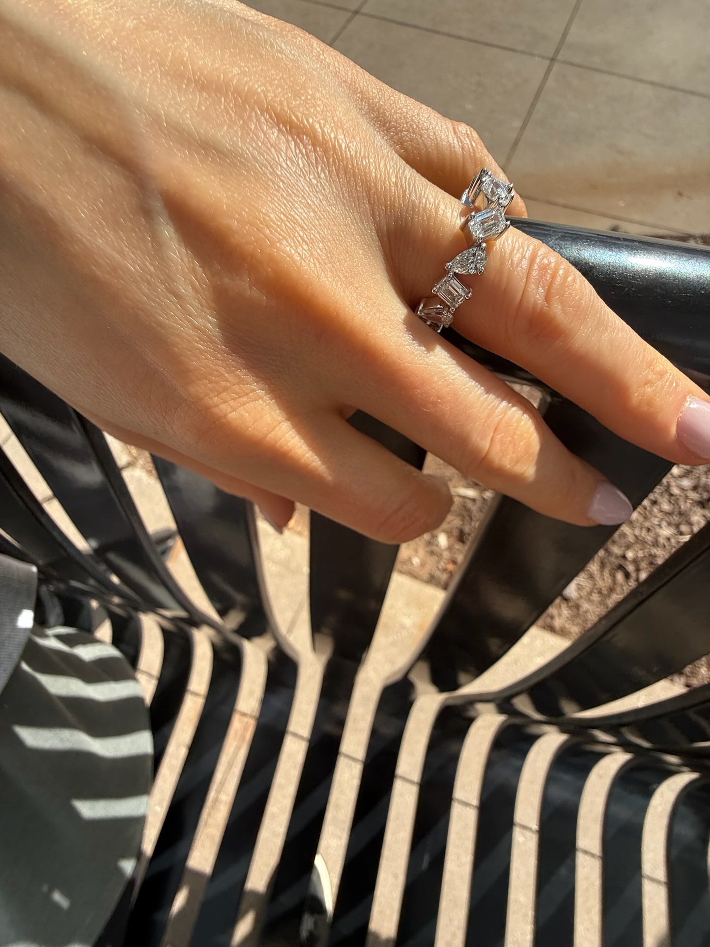 Timeless Brillance
5.00 Carat F/VS Multi Shape Diamond Eternity Band in 14K White Gold | Size 4-11