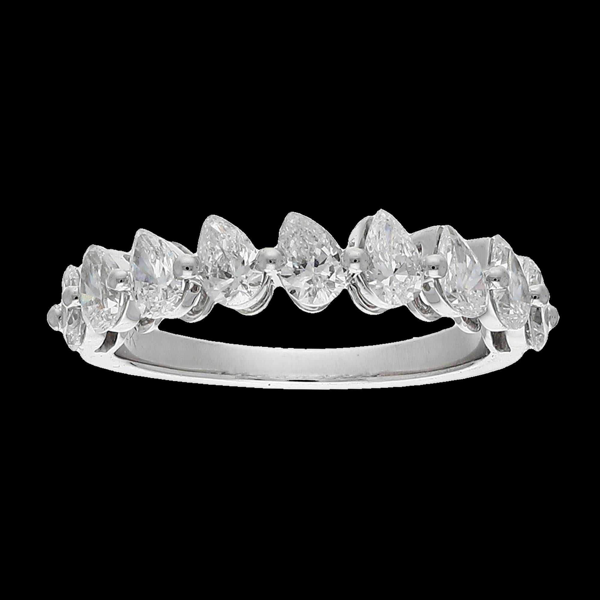 Buy 2 Carat Pear Cut Diamond Band in 14K White & Yellow Gold
