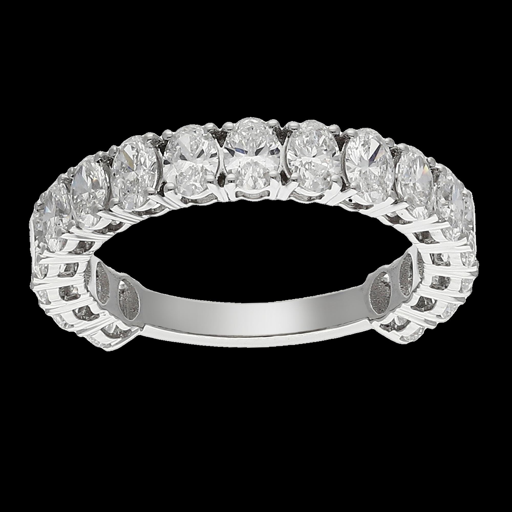 Buy 3.06 Carat Oval Diamond Band in 14K White & Yellow Gold
