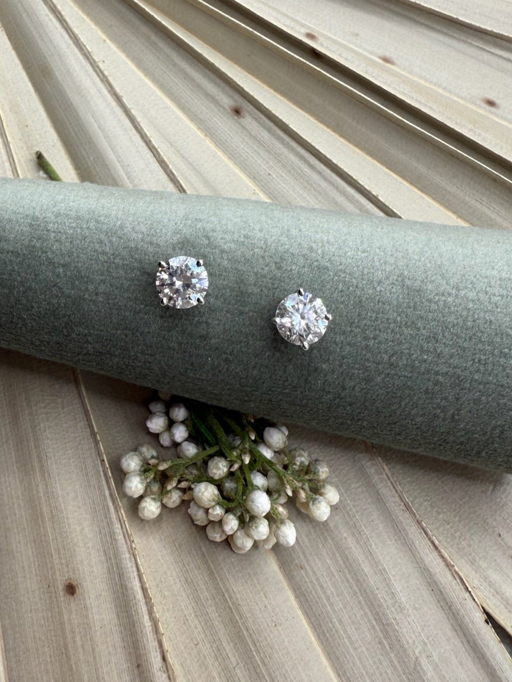 Platinum Lab Grown Stud Earrings