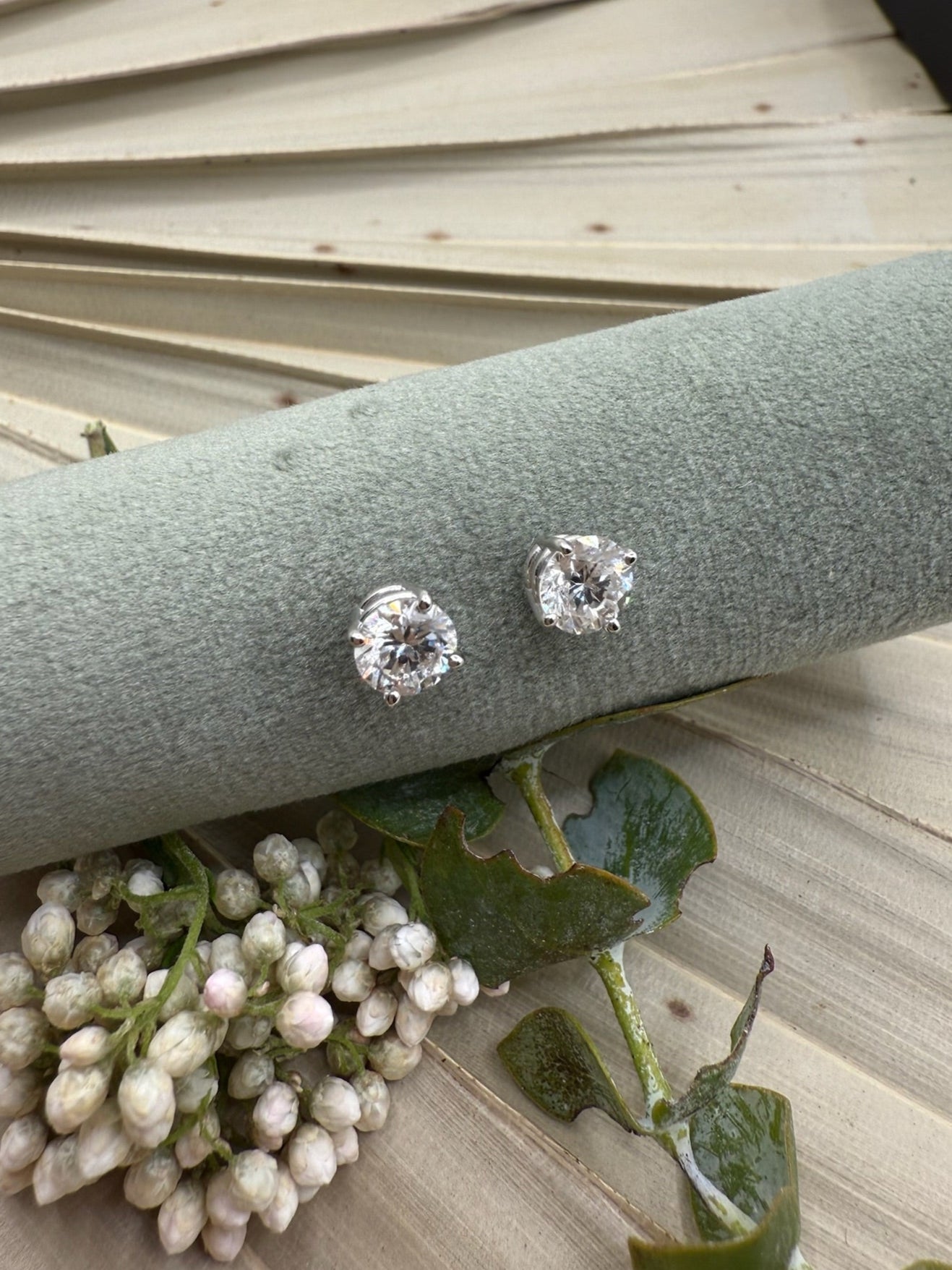 Platinum Lab Grown Stud Earrings