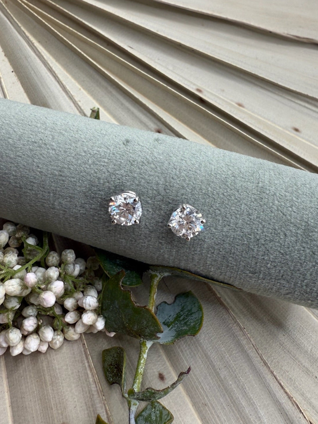 Platinum Lab Grown Stud Earrings