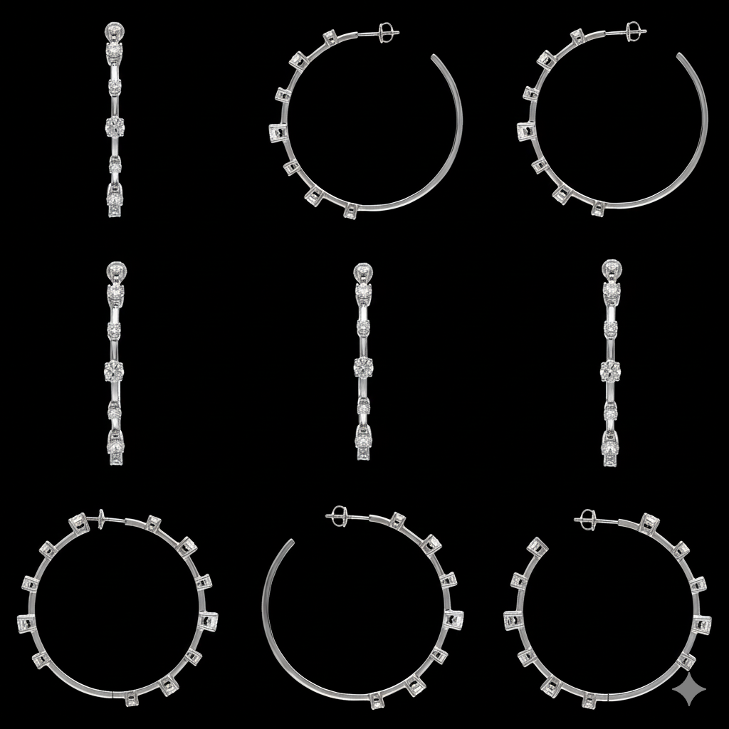 3.42 Carat Lab-Grown Diamond Stud Earrings, FG VS+, 14K White Gold