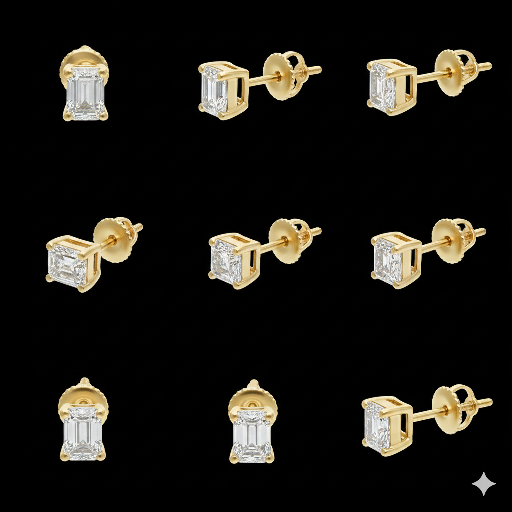 Modern 1.00 Carat Lab-Grown Diamond Stud Earrings in 14K Yellow Gold (F VS+)