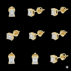 Modern 1.00 Carat Lab-Grown Diamond Stud Earrings in 14K Yellow Gold (F VS+)