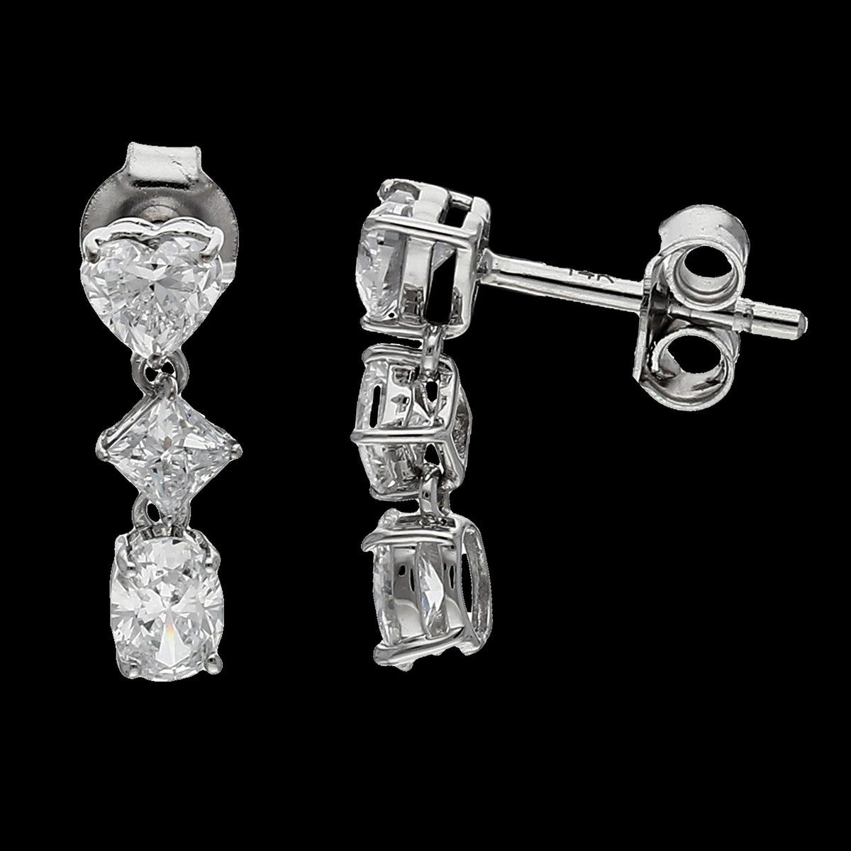 Buy 2 CT Lab-Grown Diamond Earrings in 14K White & Yellow Gold