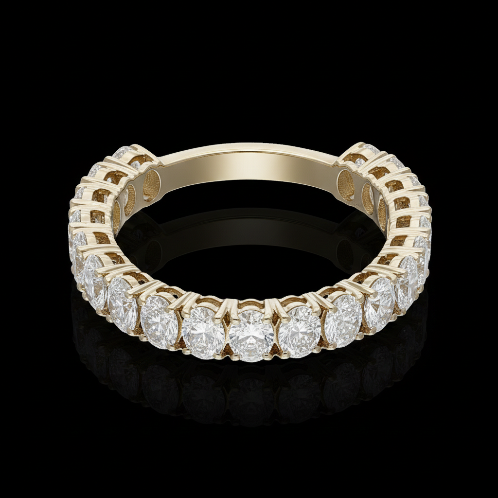 6.25 Carat Oval Diamond Band in 14K White & Yellow Gold | Size 4-11