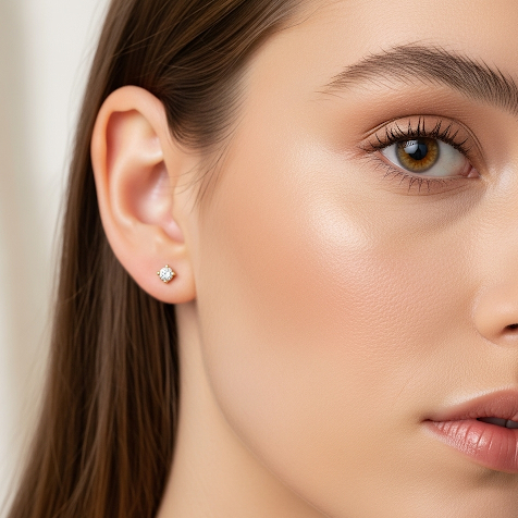 Yellow Gold Lab Grown Stud Earrings