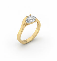 Modern Bypass Pear Cut Solitaire Engagement Ring  | Unique Swirl Teardrop Ring