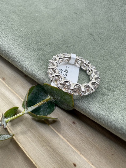 Timeless Brillance 5.00 Carat F/VS Round Cut Diamond Eternity Band in 14K White Gold | Size 4-11