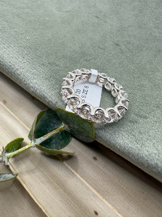 Timeless Brillance 5.00 Carat F/VS Round Cut Diamond Eternity Band in 14K White Gold | Size 4-11