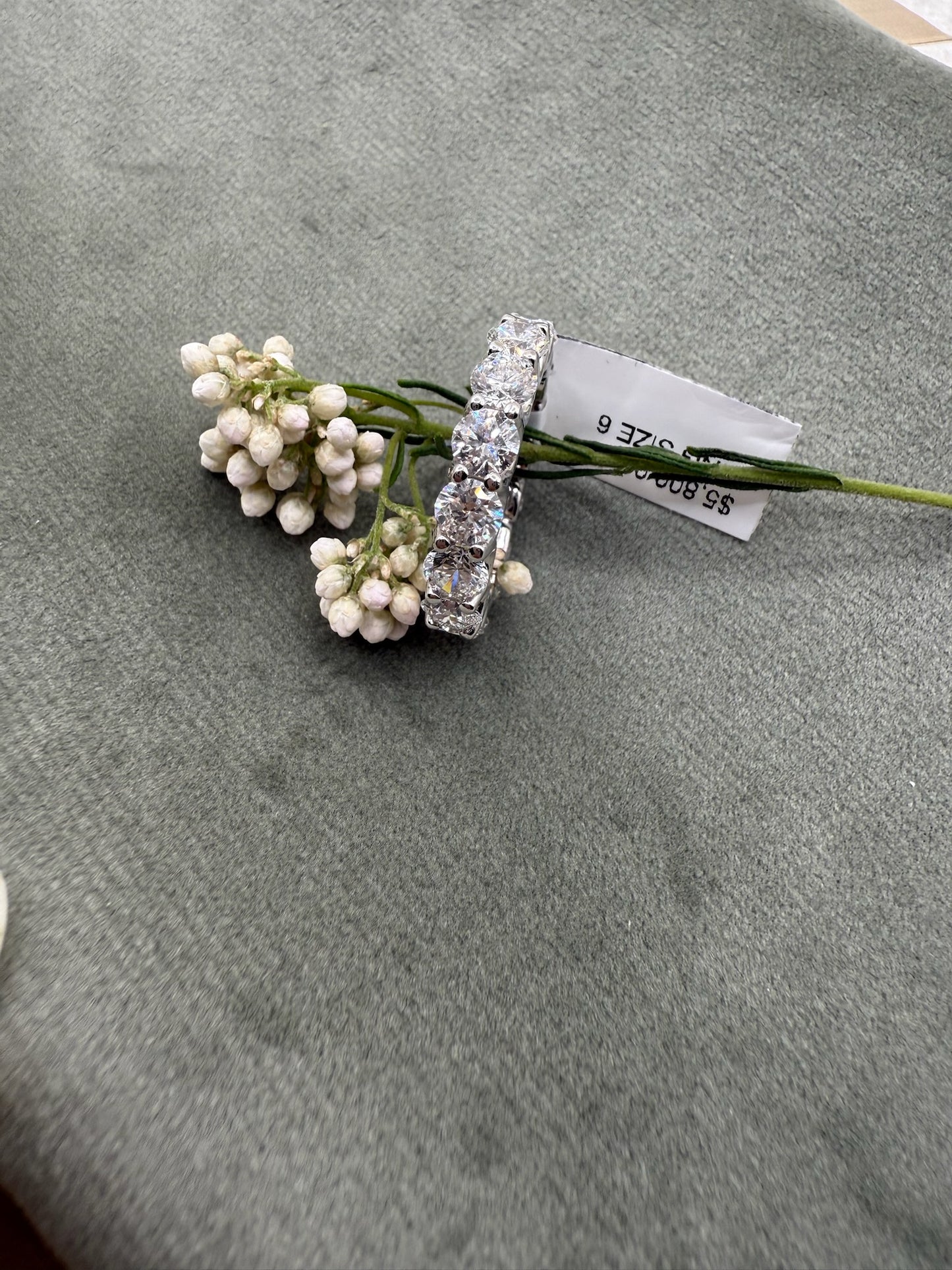 Timeless Brillance 5.00 Carat F/VS Round Cut Diamond Eternity Band in 14K White Gold | Size 4-11