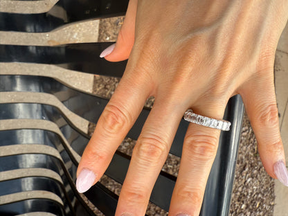 Timeless Brillance 5.00 Carat F/VS Emerald Cut Diamond Eternity Band in 14K White Gold | Size 4-11