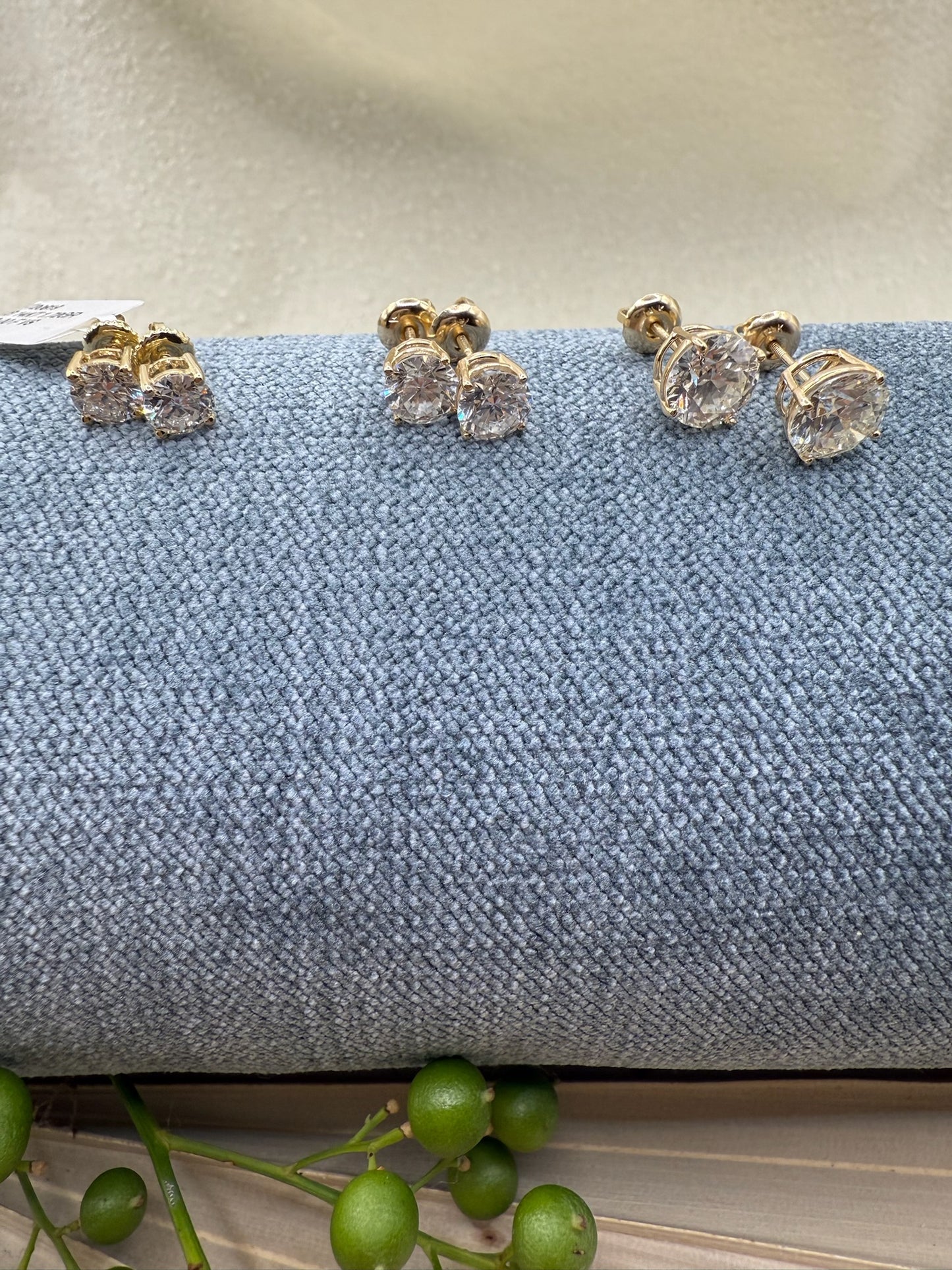 Yellow Gold Lab Grown Stud Earrings