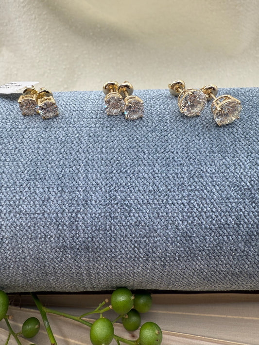 Yellow Gold Lab Grown Stud Earrings