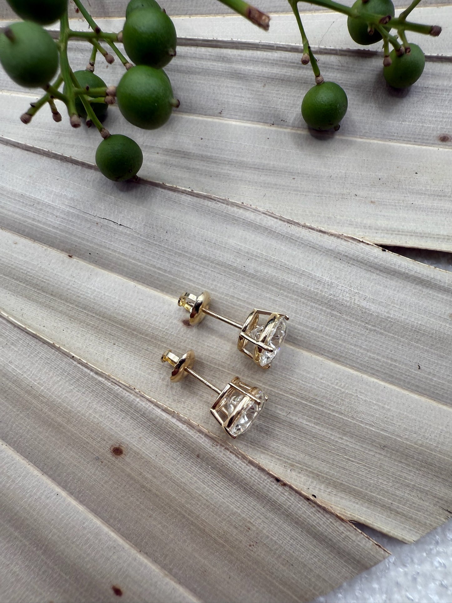 Yellow Gold Lab Grown Stud Earrings