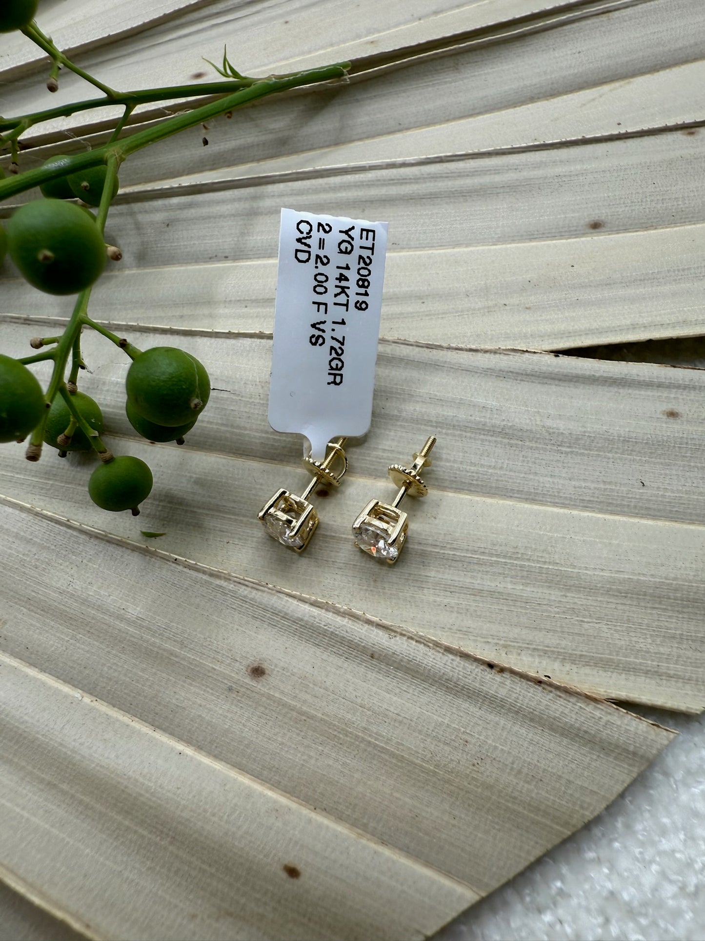 Yellow Gold Lab Grown Stud Earrings