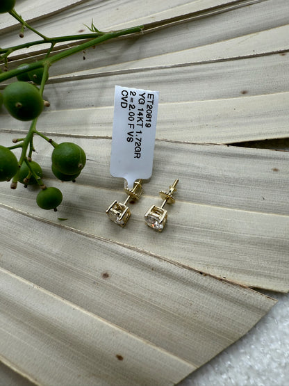 Yellow Gold Lab Grown Stud Earrings