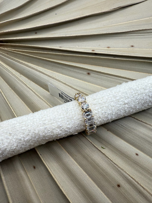Timeless Brilliance 6 Carat F/VS Emerald and Round Cut  Eternity Band in 14K Yellow Gold | Size 4-11