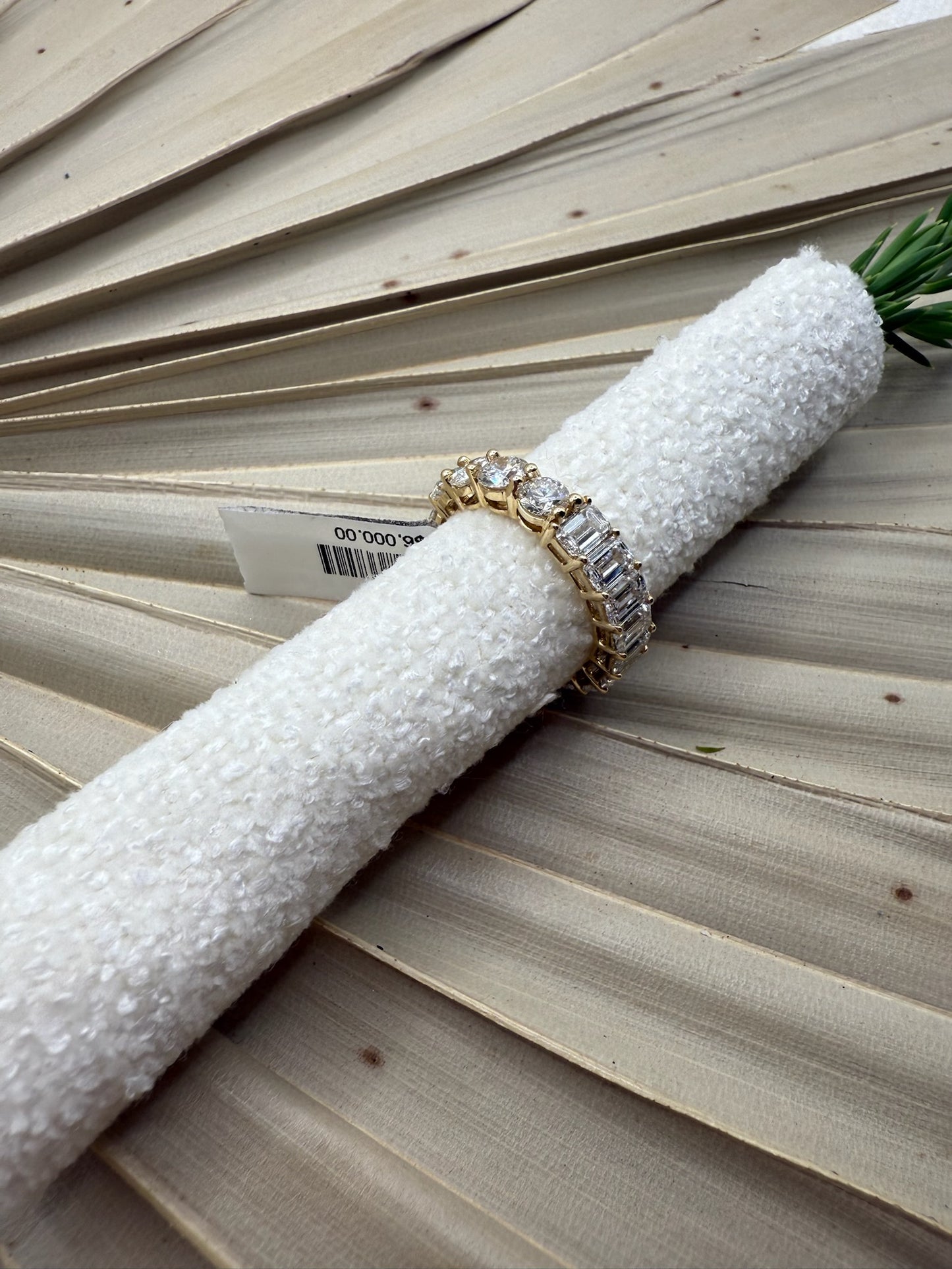 Timeless Brilliance 6 Carat F/VS Emerald and Round Cut  Eternity Band in 14K Yellow Gold | Size 4-11