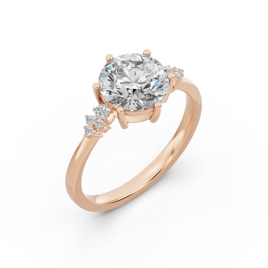 Timeless Brillance Engagement Ring 2.00 carat round E VVS2 0.15 CTW Side Stones EF VS CVD