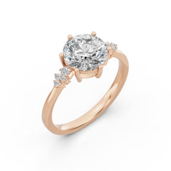 Timeless Brillance Engagement Ring 2.00 carat round E VVS2 0.15 CTW Side Stones EF VS CVD