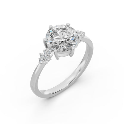 Timeless Brillance Engagement Ring 2.00 carat round E VVS2 0.15 CTW Side Stones EF VS CVD