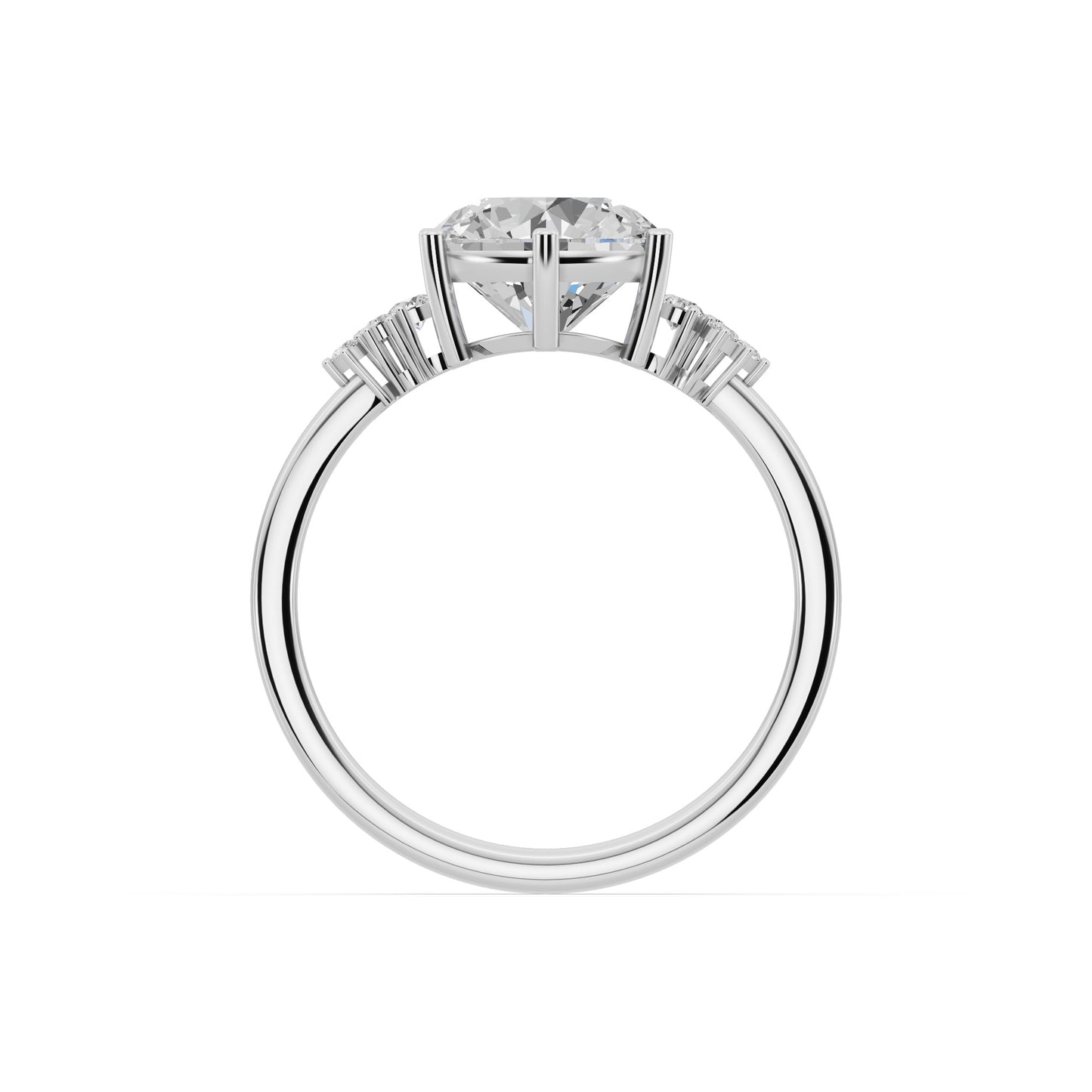 Timeless Brillance Engagement Ring 2.00 carat round E VVS2 0.15 CTW Side Stones EF VS CVD