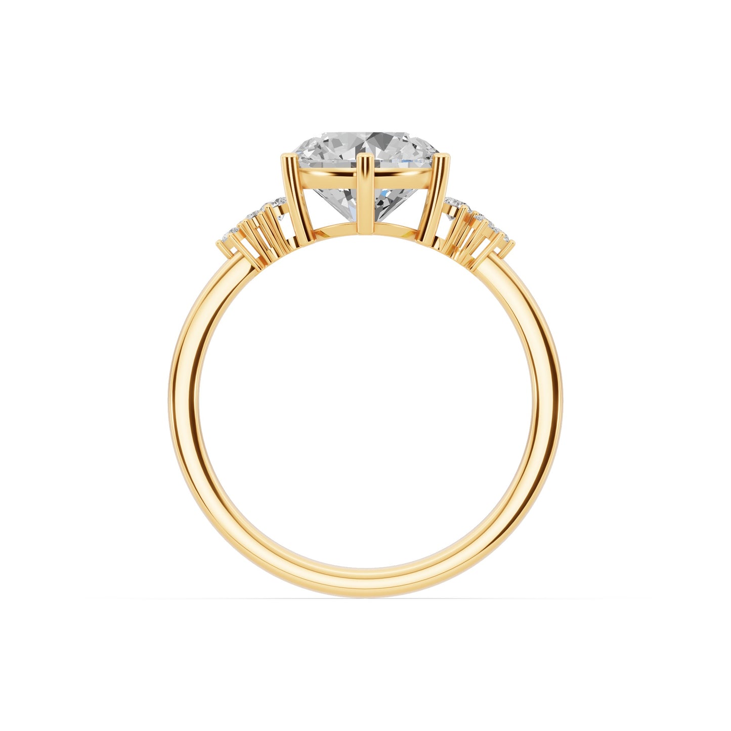 Timeless Brillance Engagement Ring 2.00 carat round E VVS2 0.15 CTW Side Stones EF VS CVD