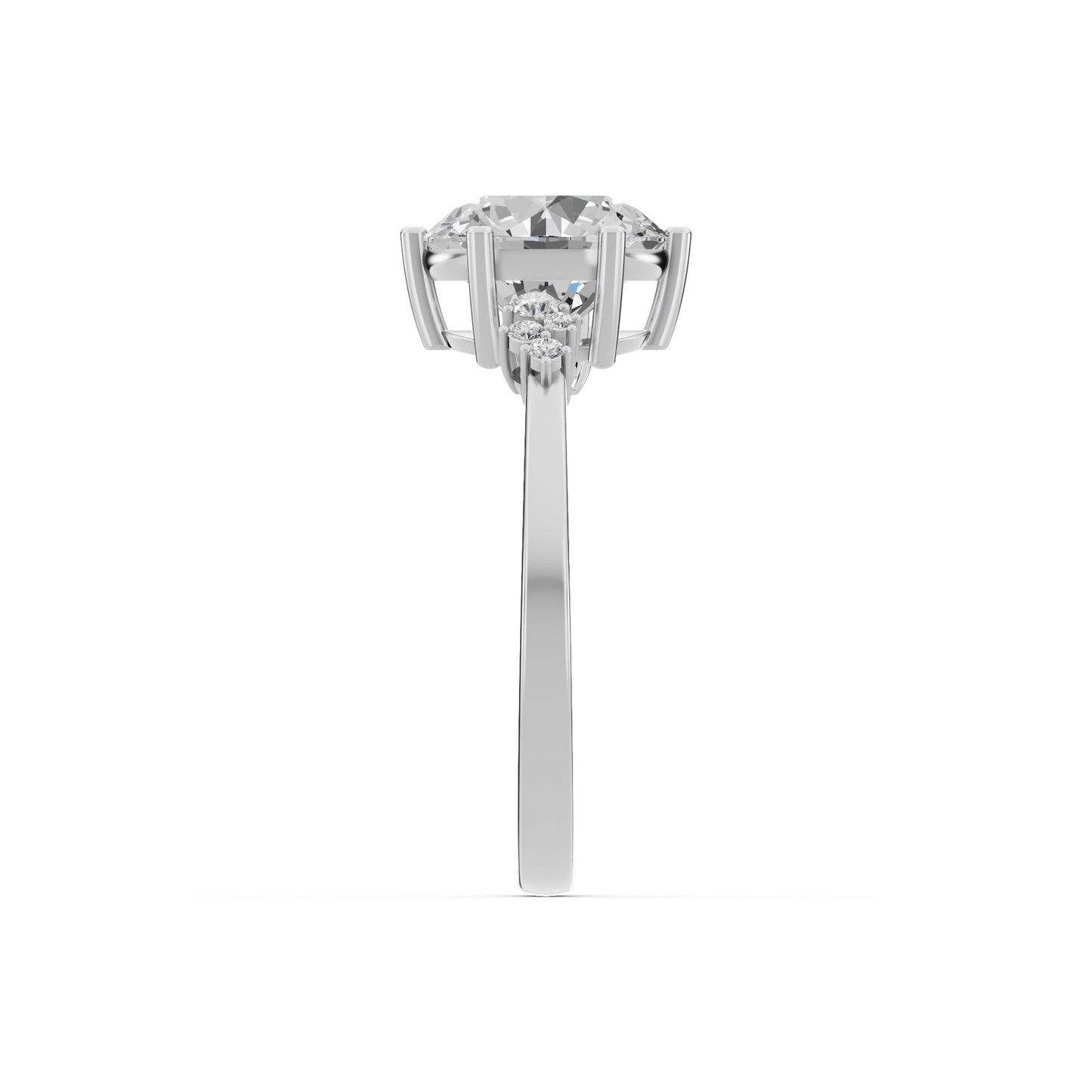 Timeless Brillance Engagement Ring 2.00 carat round E VVS2 0.15 CTW Side Stones EF VS CVD