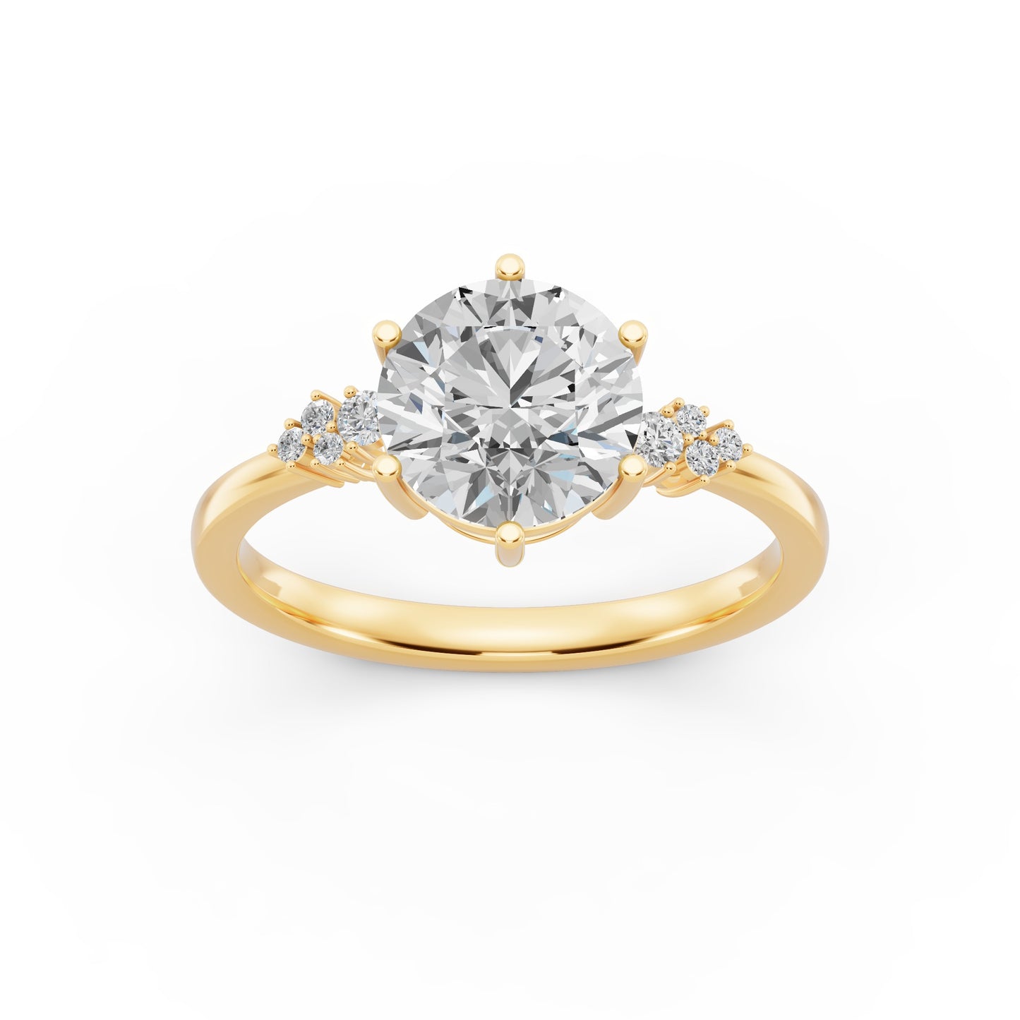Timeless Brillance Engagement Ring 2.00 carat round E VVS2 0.15 CTW Side Stones EF VS CVD