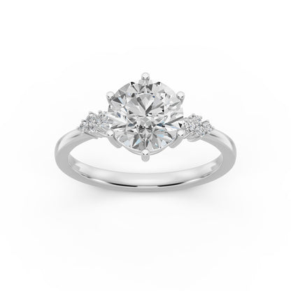 Timeless Brillance Engagement Ring 2.00 carat round E VVS2 0.15 CTW Side Stones EF VS CVD
