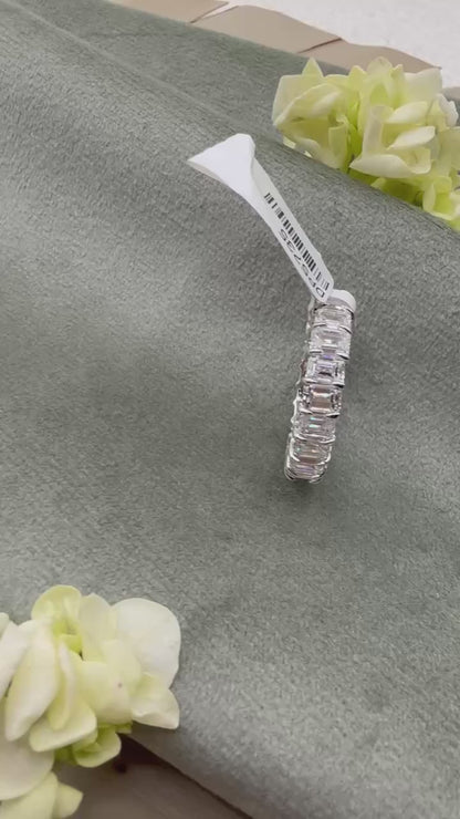 Timeless Brillance 5.00 Carat F/VS Emerald Cut Diamond Eternity Band in 14K White Gold | Size 4-11