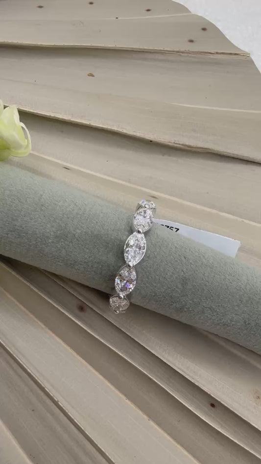 Timeless Brillance 4 Carat F/VS Oval Cut Diamond Eternity Band in 14K White Gold | Size 4-11
