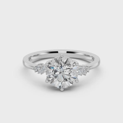 Timeless Brillance Engagement Ring 2.00 carat round E VVS2 0.15 CTW Side Stones EF VS CVD