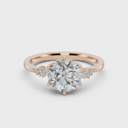 Timeless Brillance Engagement Ring 2.00 carat round E VVS2 0.15 CTW Side Stones EF VS CVD