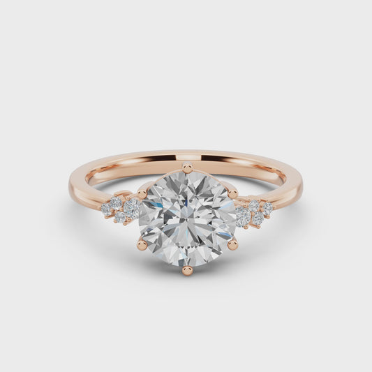 Timeless Brillance Engagement Ring 2.00 carat round E VVS2 0.15 CTW Side Stones EF VS CVD