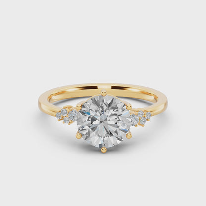 Timeless Brillance Engagement Ring 2.00 carat round E VVS2 0.15 CTW Side Stones EF VS CVD