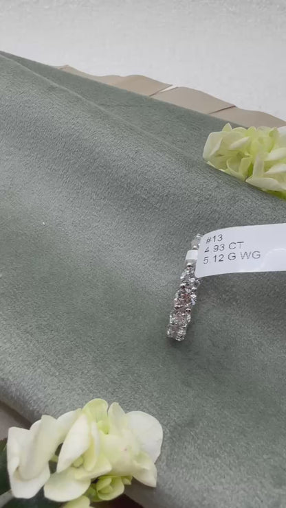 Timeless Brillance 5.00 Carat F/VS Round Cut Diamond Eternity Band in 14K White Gold | Size 4-11